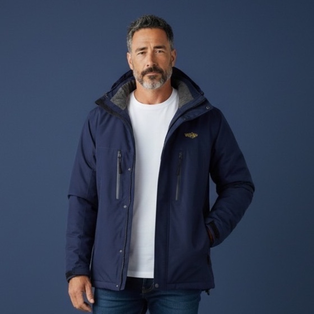 Wantdo Mens Navy Blue Hooded Winter Ski Jacket Insulated Fleece Lined Size M